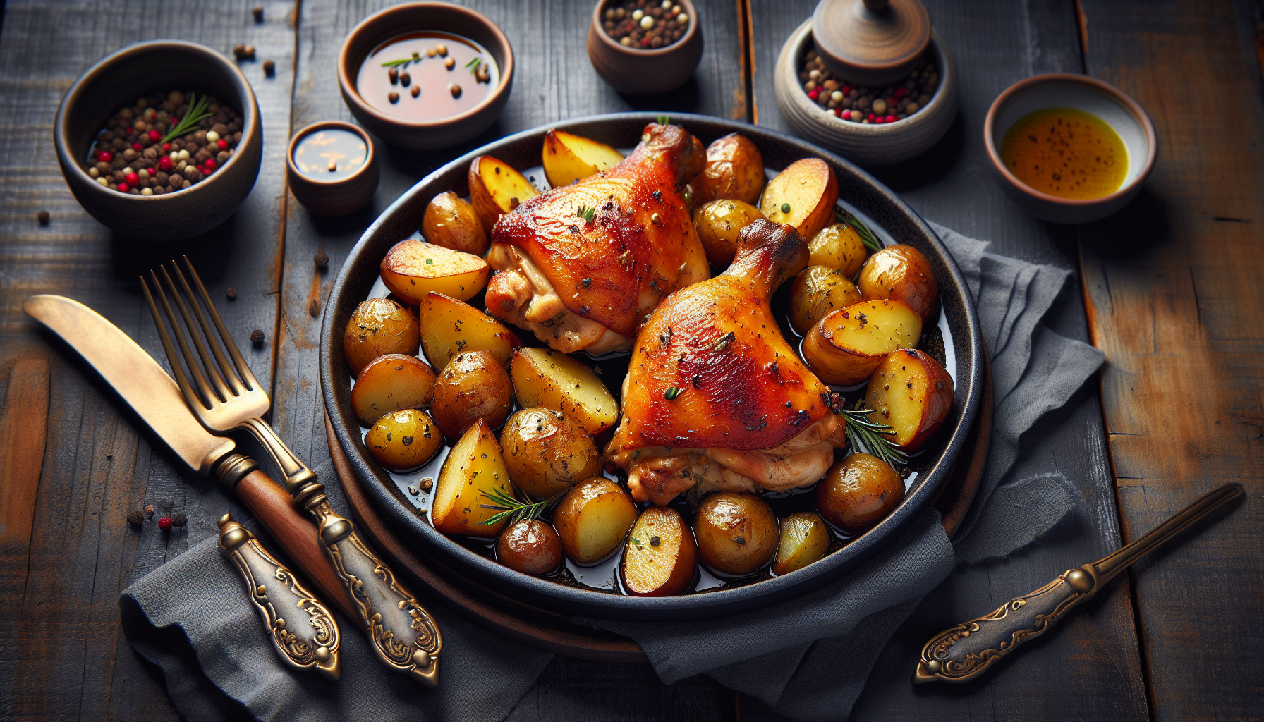 Cosce di pollo al forno con patate